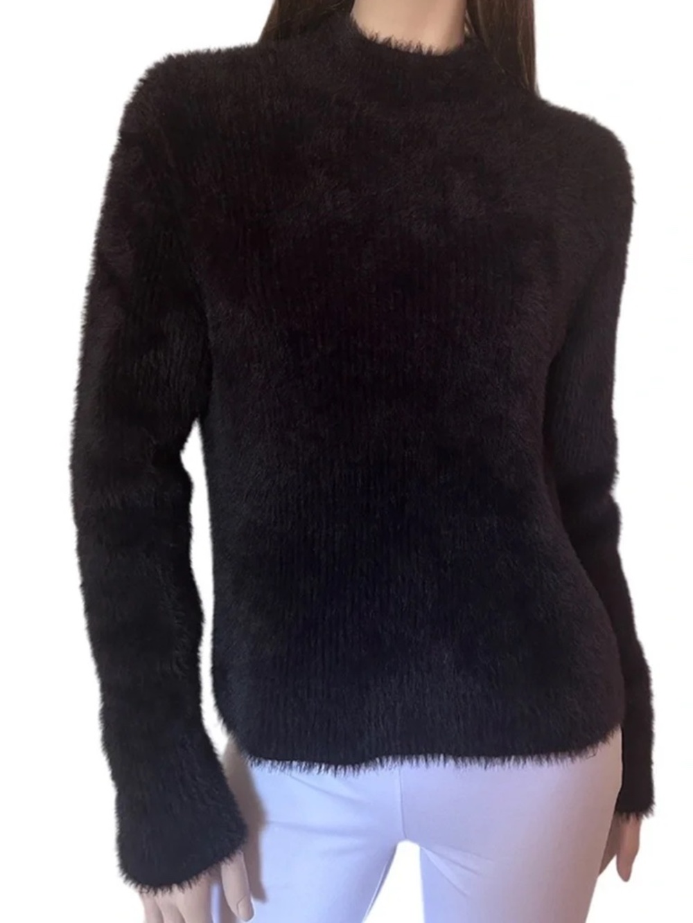 Banana Republic Sweater Mock Neck Nylon Cotton Fuzzy Cosy Super Soft Pullover